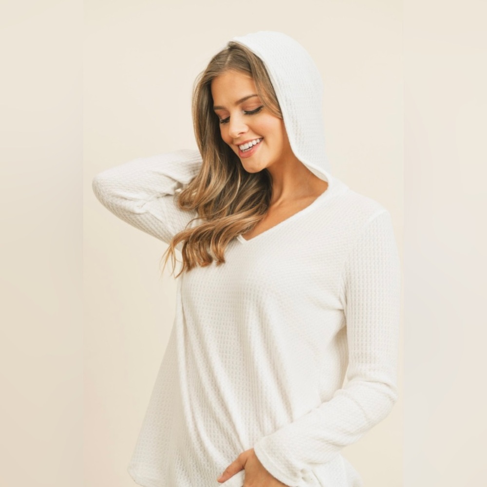 Riah Hooded V-neck Sweater